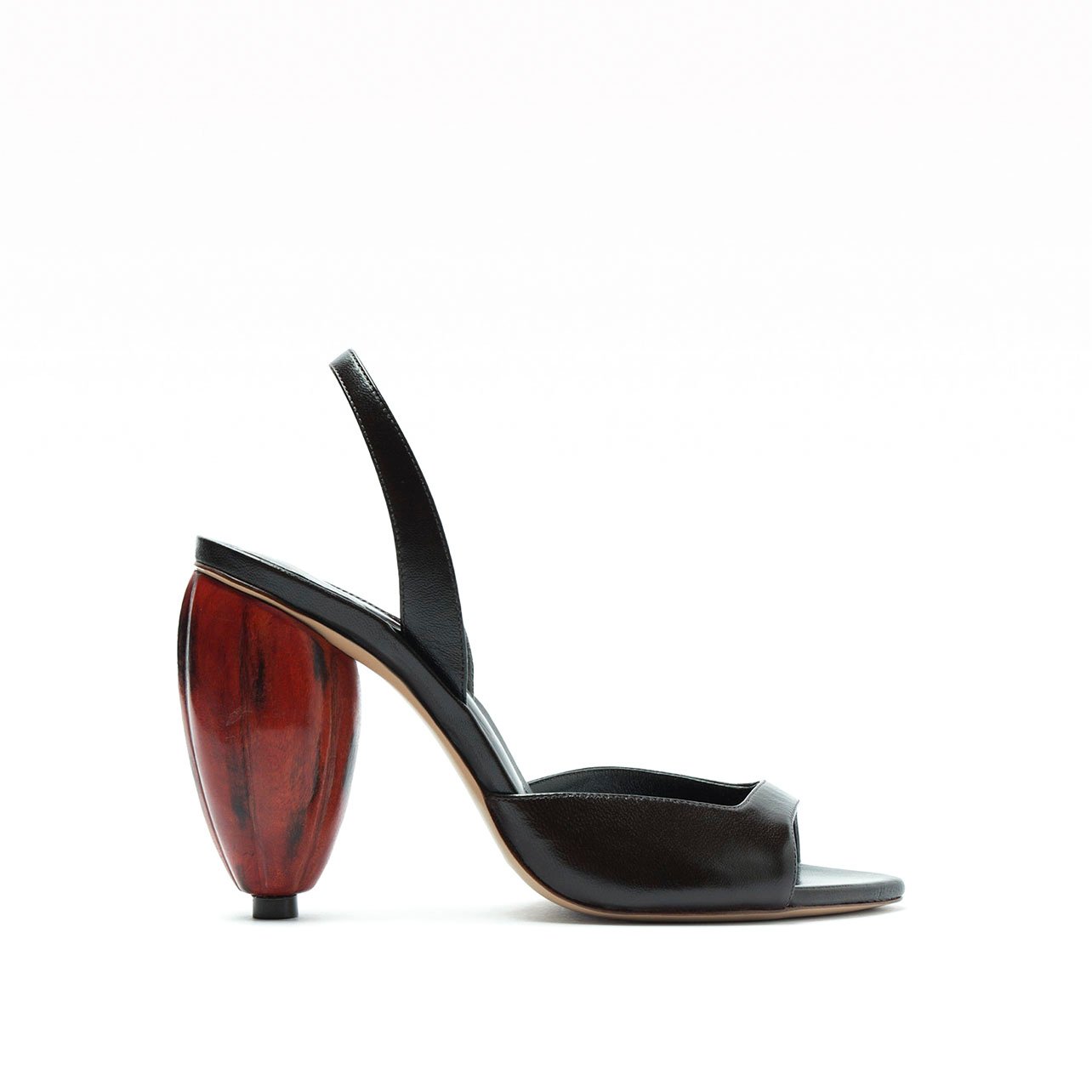 Alexandre Birman black heel with brown crystal heel