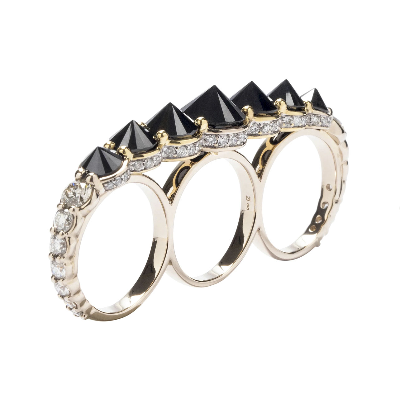 Ara Vartanian black diamond three finger ring