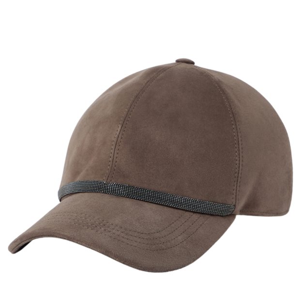 Brunello Cucinelli gray cap with silver beading detail