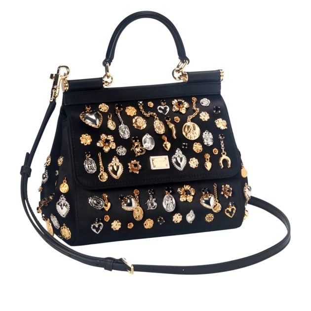 Dolce & Gabbana black bag with gold and silver charms