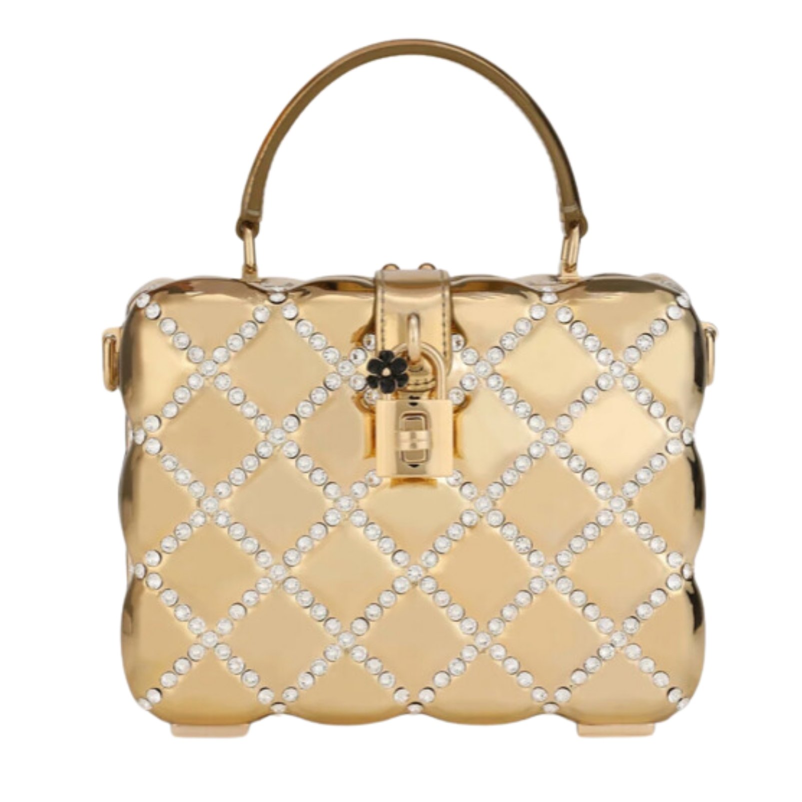 Dolce & Gabbana gold box bag with rhinestones