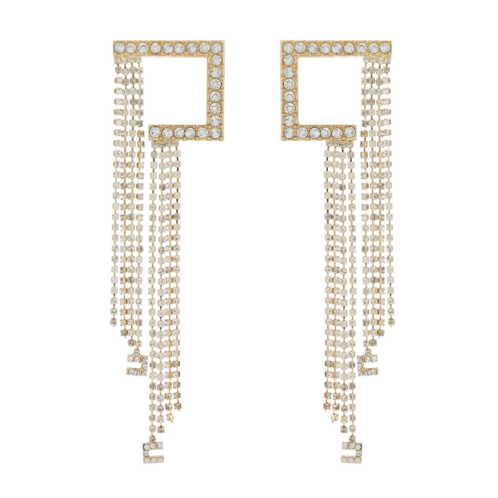 Elisabetta Franchi silver metal logo earrings