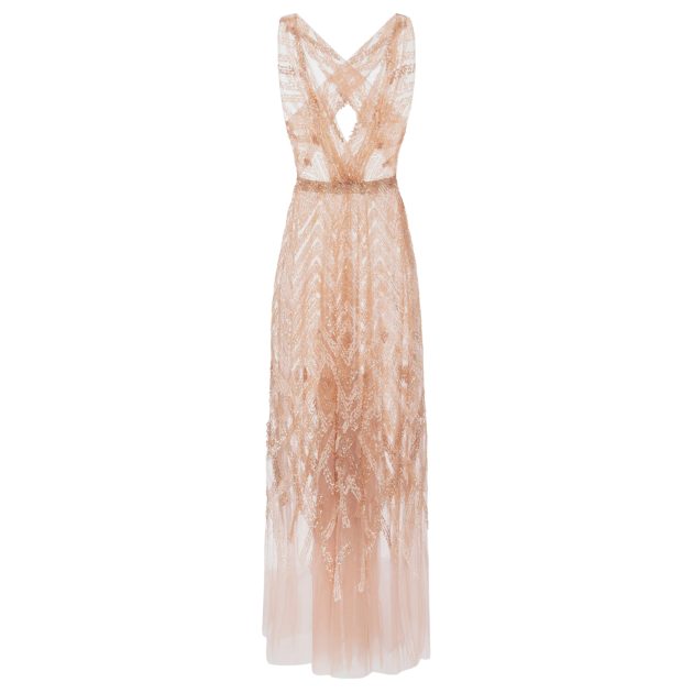 Elisabetta Franchi pink tulle dress with sequin embroidery