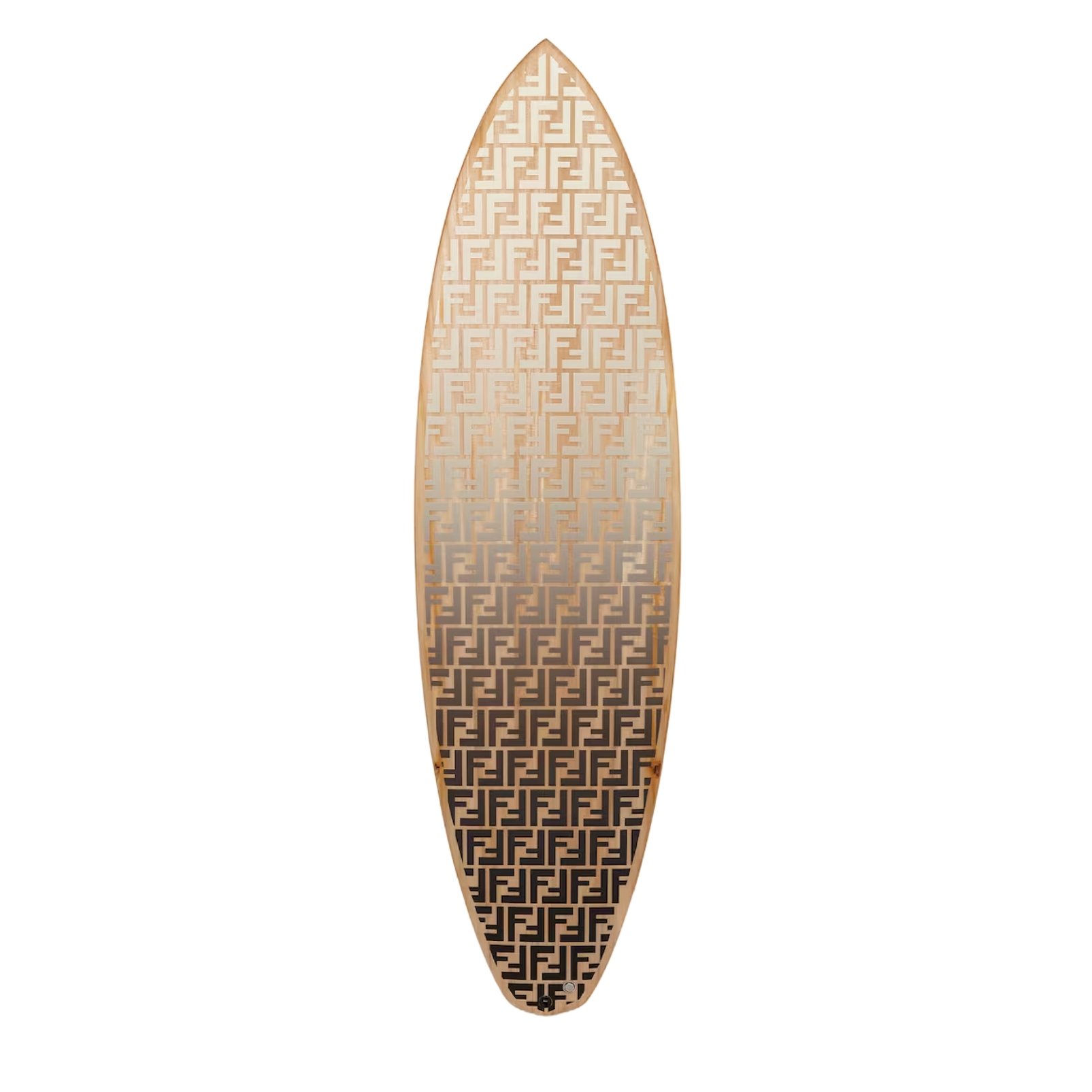 Fendi brown wooden surfboard with logo print