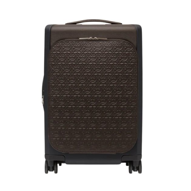 Ferragamo brown textured luggage