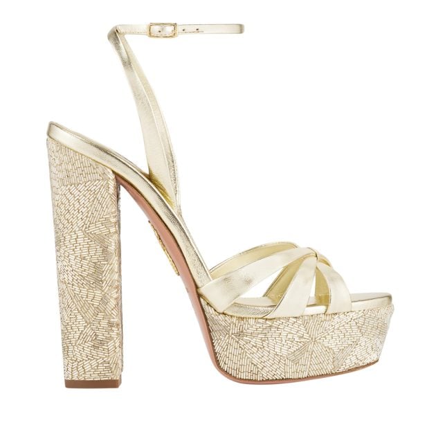 Aquazzura gold beaded platform sandal