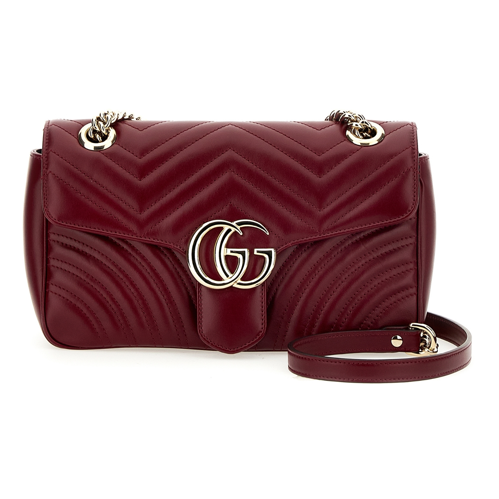 Gucci burgundy small shoulder bag with large silver GG