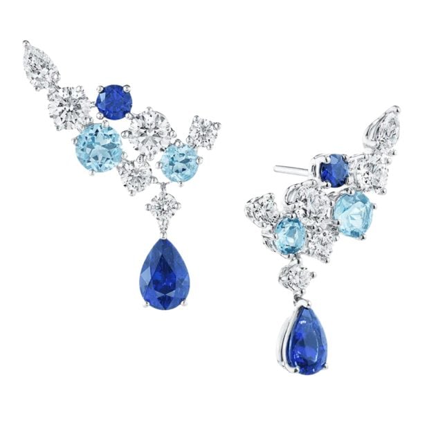 Harry Winston earrings with white diamonds and sapphires