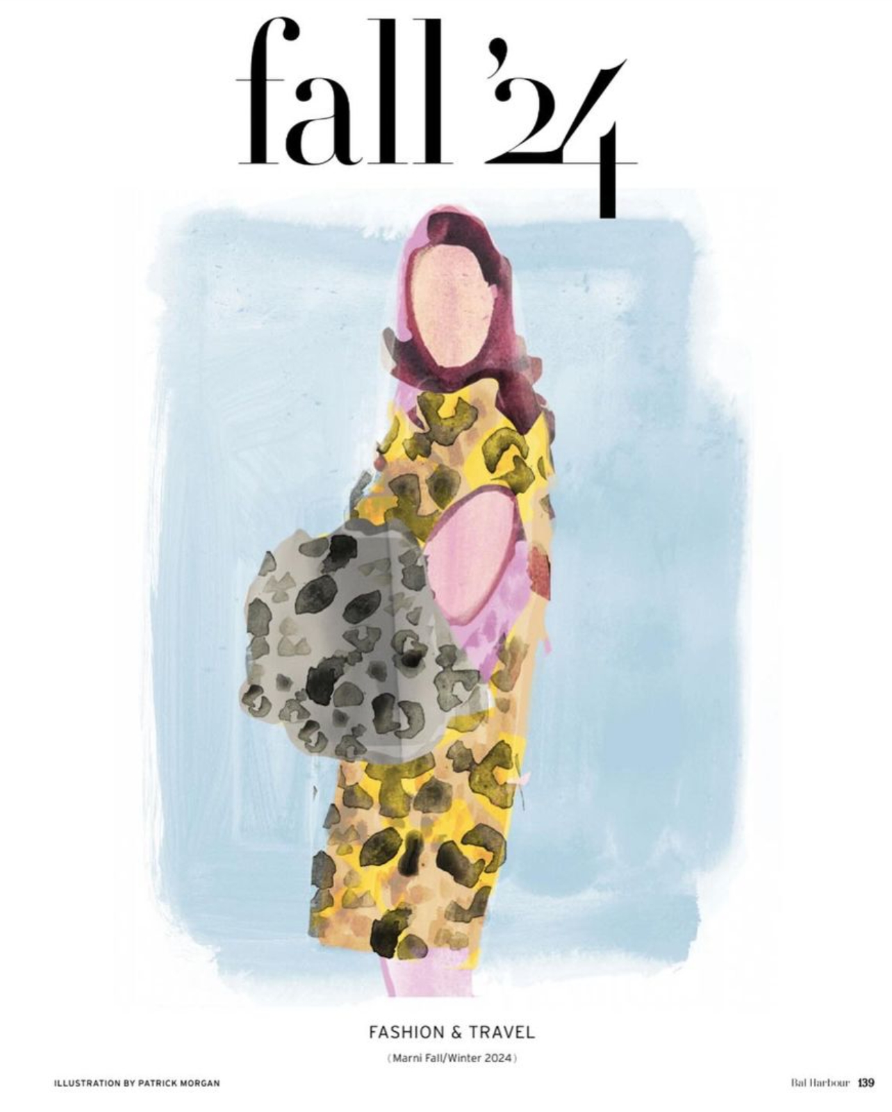 Painted illustration of a woman in a cheetah print coat