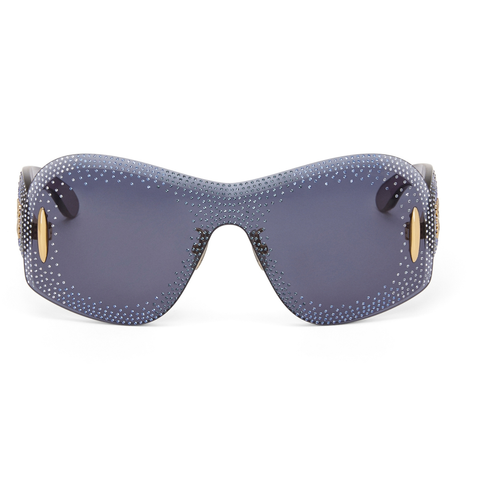 Loewe blue wide sunglasses with crystals on the sides