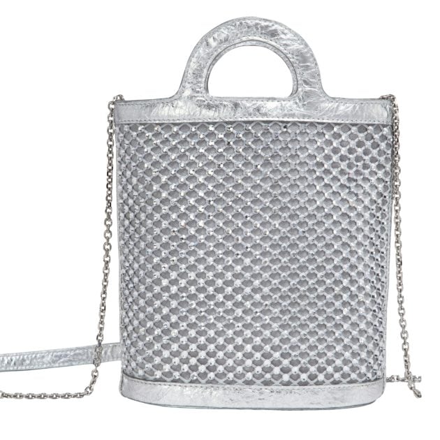 Marni silver rhinestone bucket bag