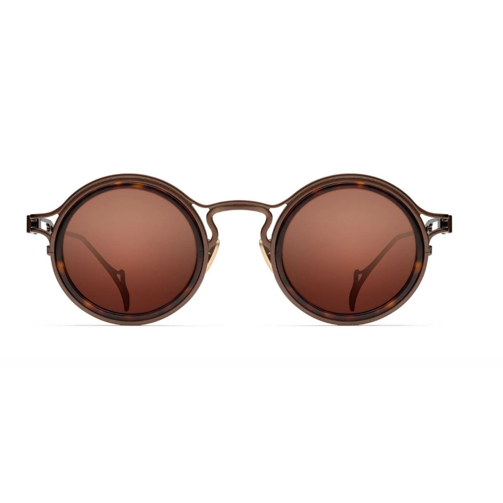 Morgenthal Frederics round brown sunglasses with dark lense