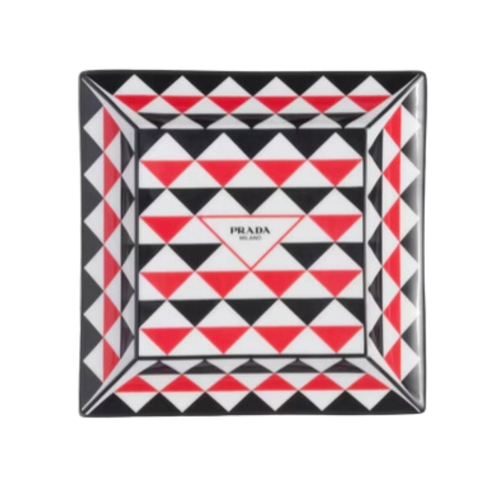 Prada large square porcelain tray with black and red triangles