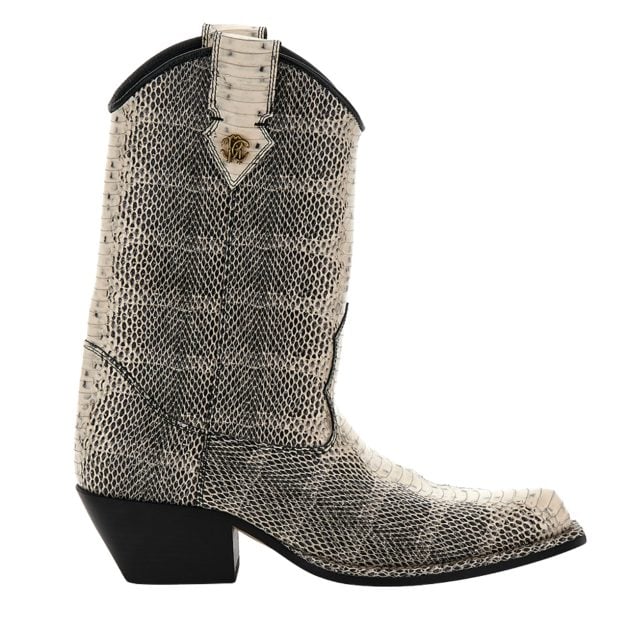 Roberto Cavalli cowboy boots with printed python leather