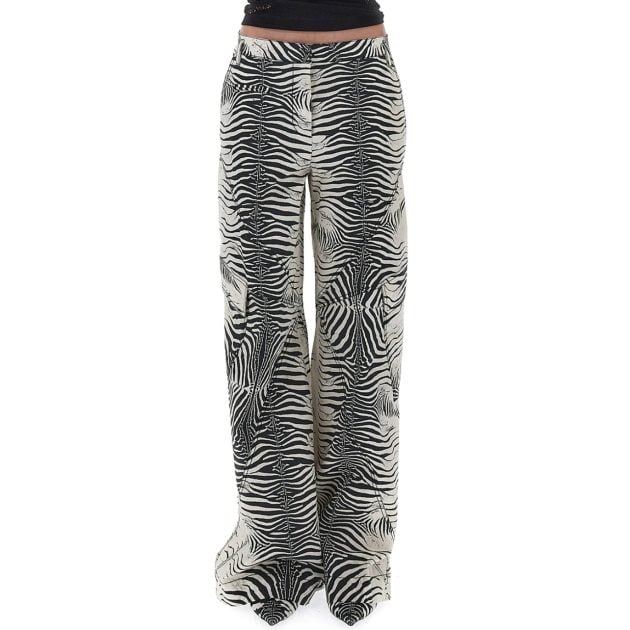 Roberto Cavalli cargo pants with black and white zebra pattern