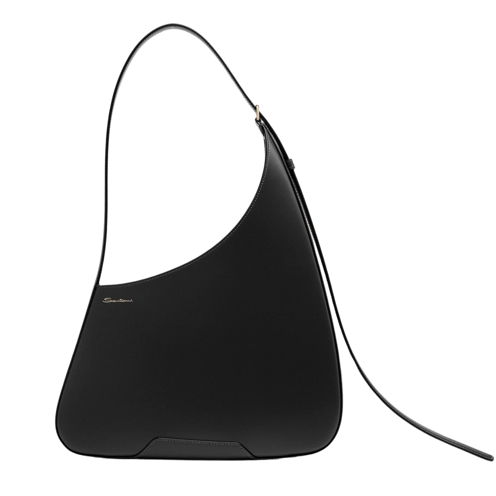 Santoni black leather shoulder bag