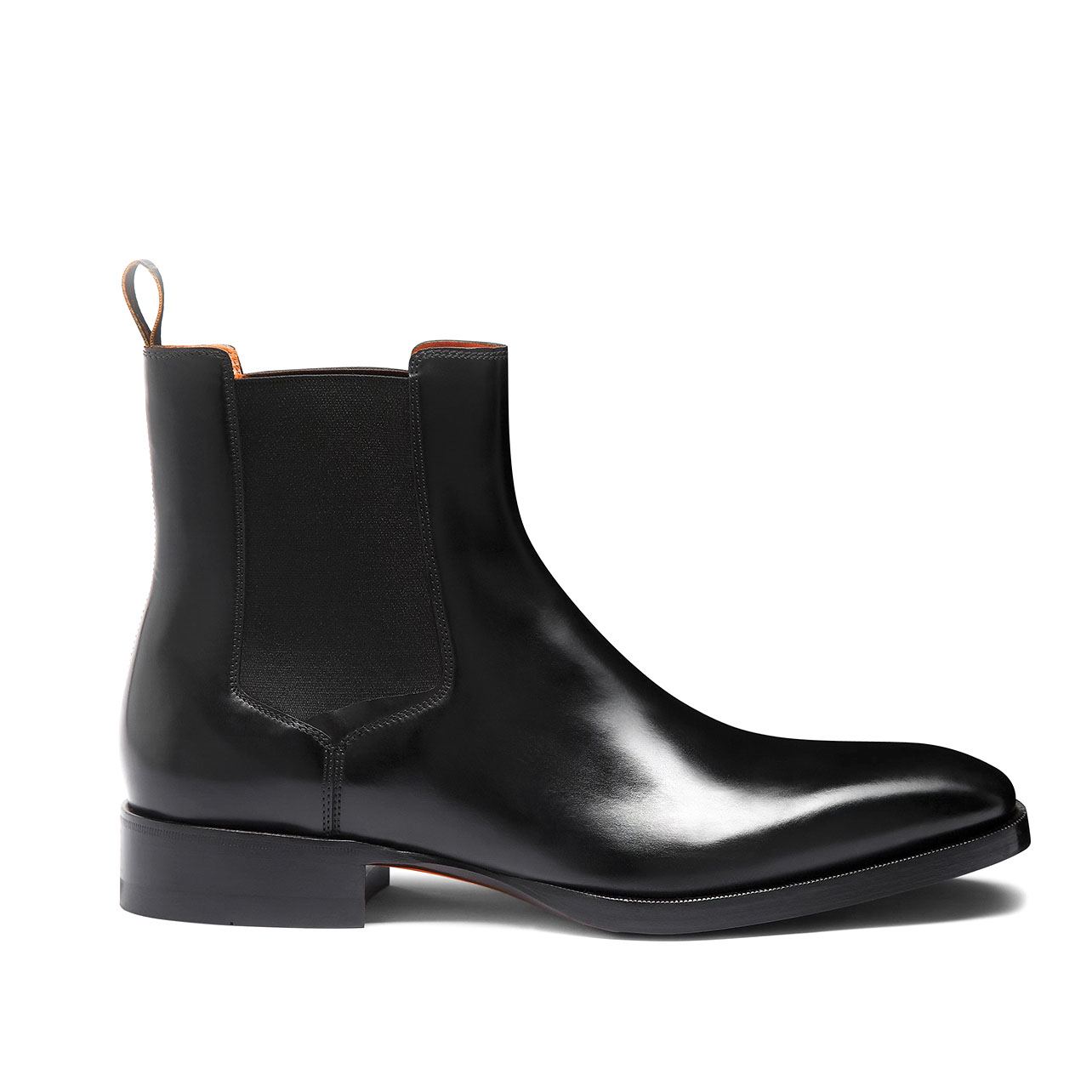 Santoni black leather boot