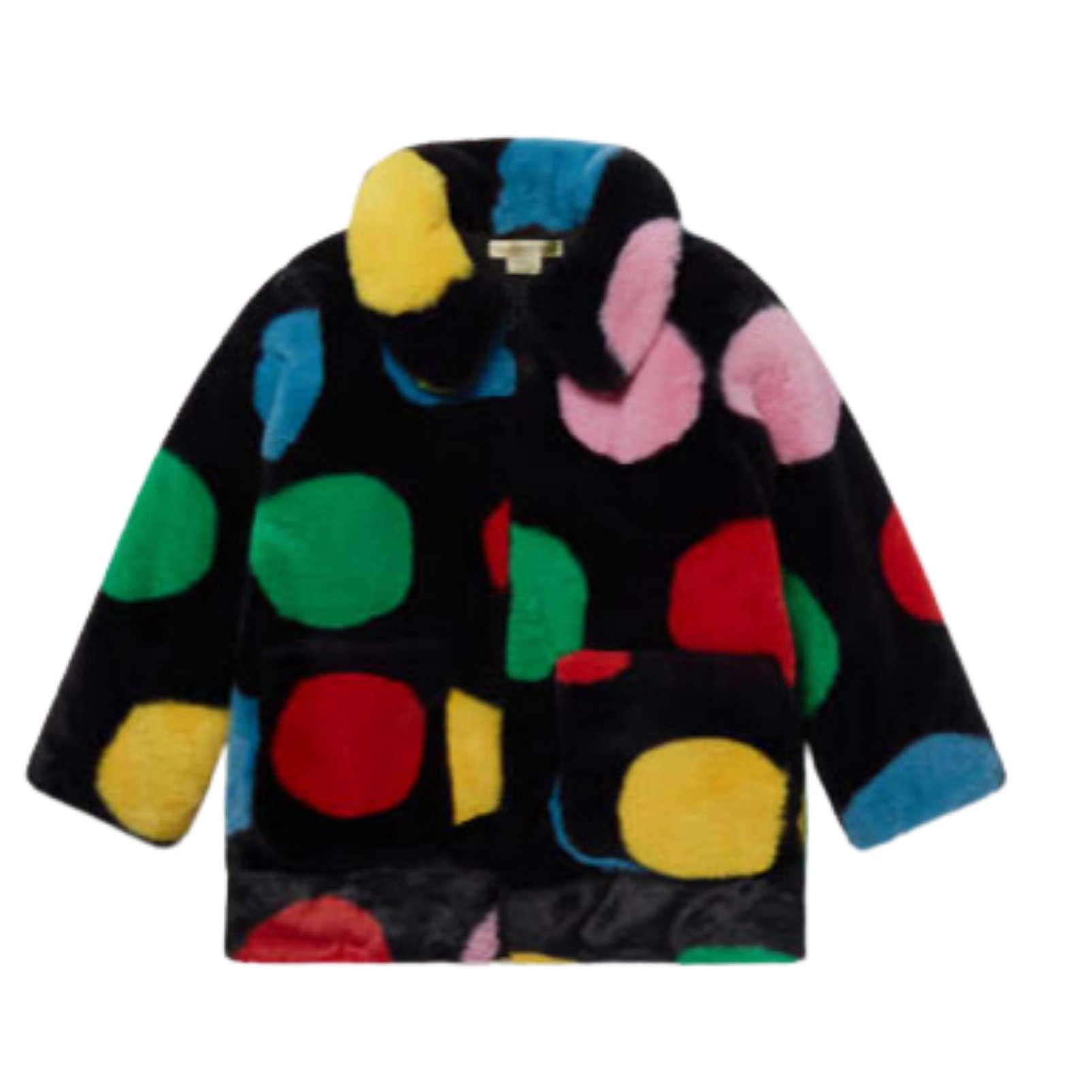 Stella McCartney multicolor polka dot fluffy coat in black