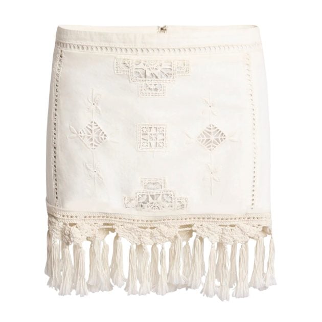 Isabel Marant crochet embroidered fringe mini skirt