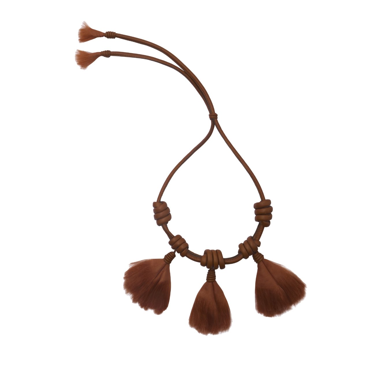 Johanna Ortiz burgundy necklace with three tassels