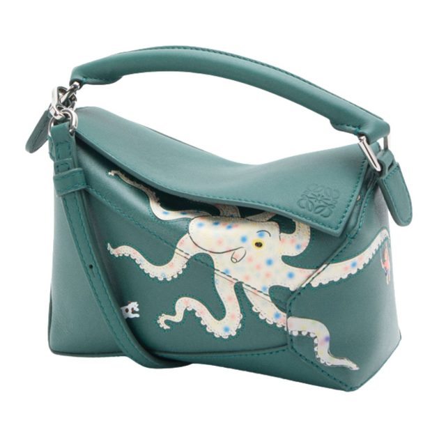 Loewe blue puzzle bag with octopus illustration