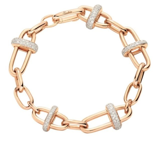 Pomellato rose gold and diamond chain link bracelet