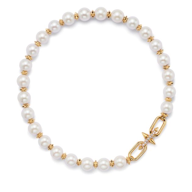 Tiffany & Co. Pearl and yellow gold necklace with diamonds