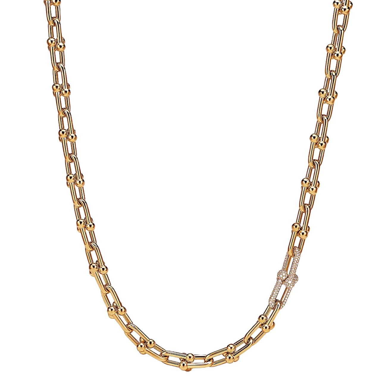 Tiffany & Co. Hardware collection link necklace in yellow gold with diamonds