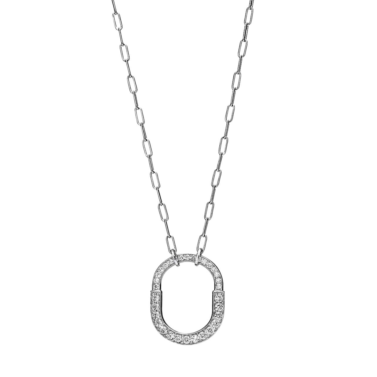 Tiffany & Co. Lock collection pendant in white gold with pave diamonds