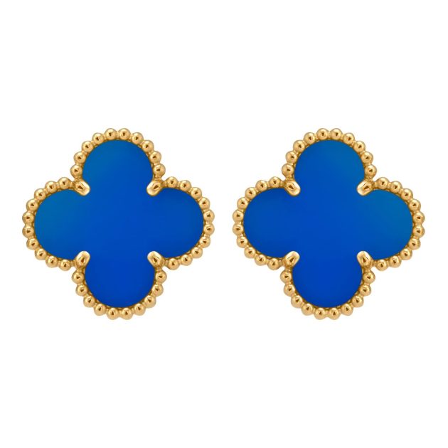 Van Cleef & Arpels blue agate and yellow gold stud earrings