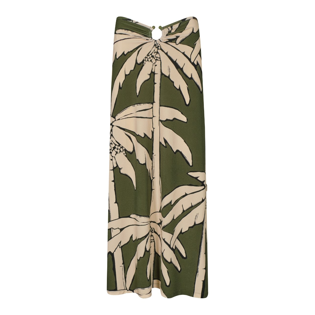 Johanna Ortiz palm tree printed long skirt in green and cream