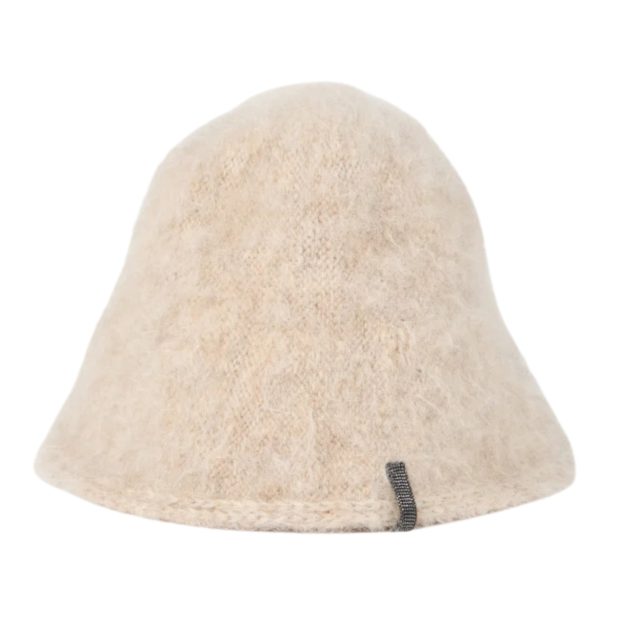 Brunello Cucinelli cream wool knit bucket hat