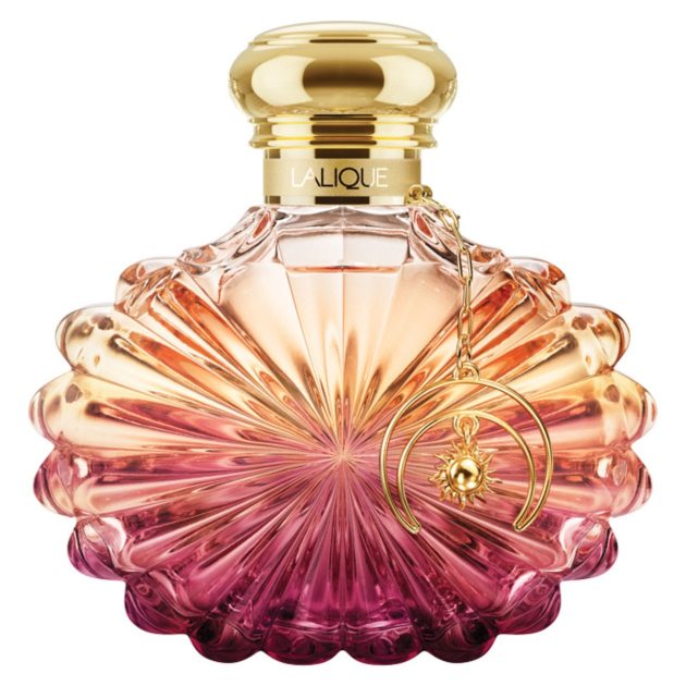 Lalique fragrance bottle in orange and pink colorways