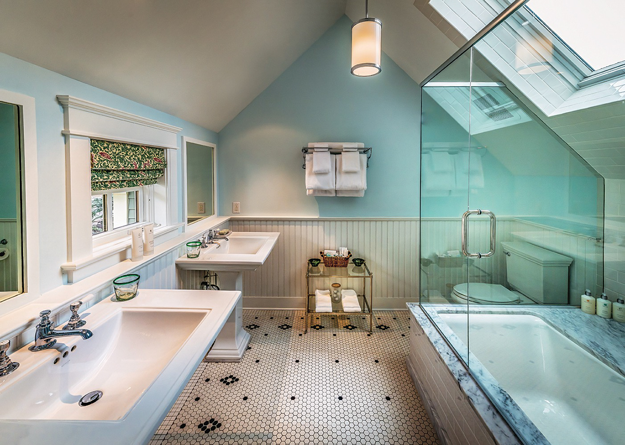 Bathroom with blue walls