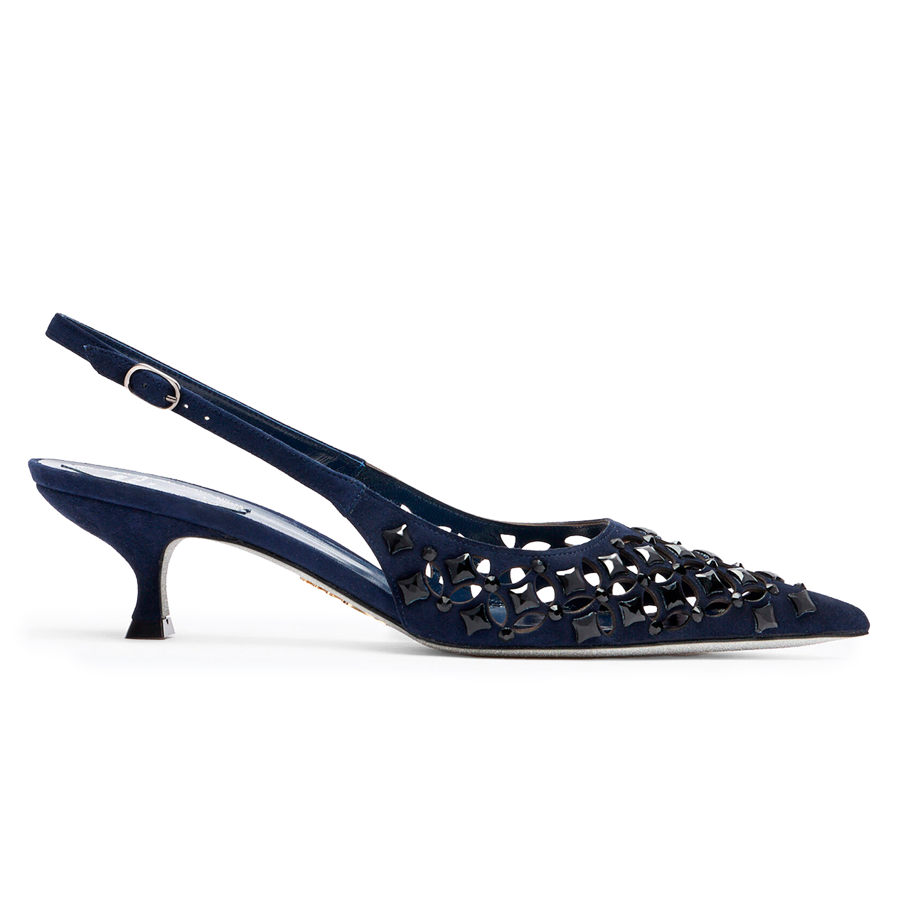 Rene Caovilla blue slingback heel