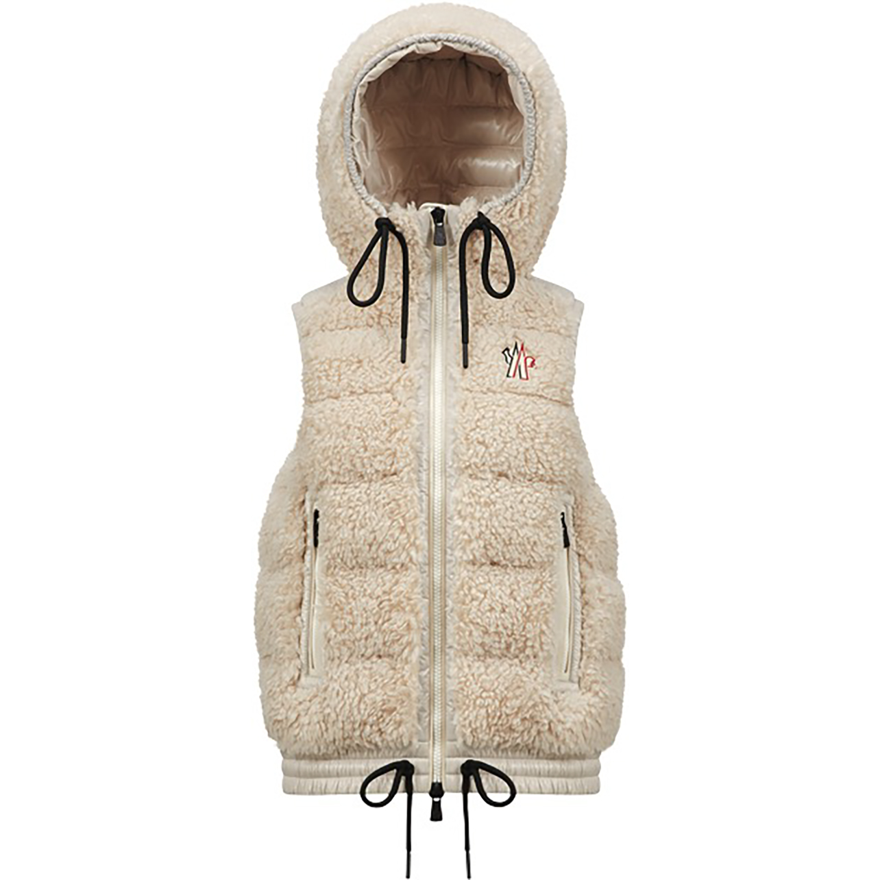 Moncler padded teddy sleevless vest with hood