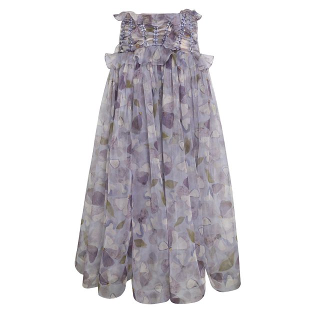 Zimmermann braided maxi skirt in lilac with a floral pattern