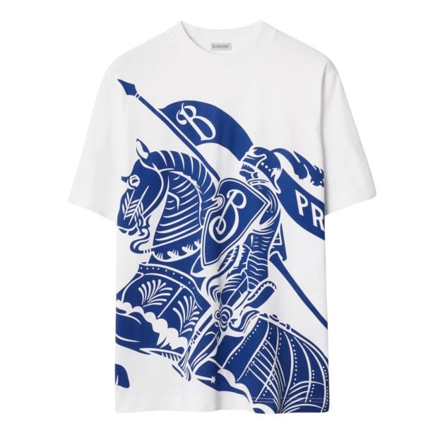 Burberry white T-shirt with blue logo print