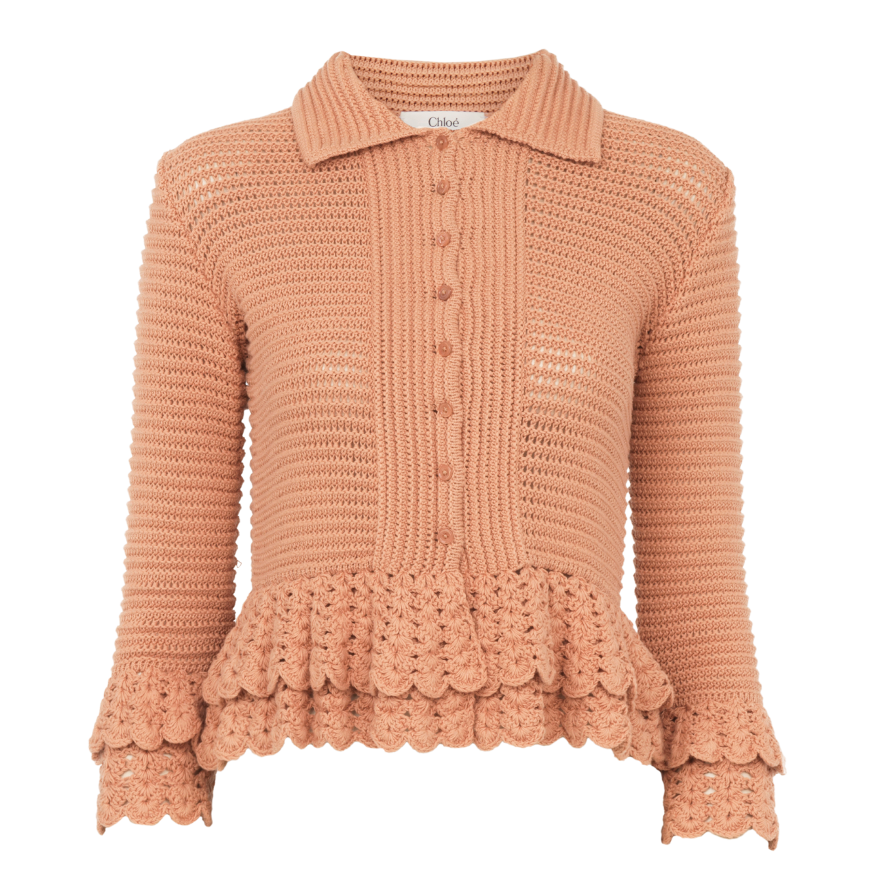 Chloe pink knit long sleeve shirt